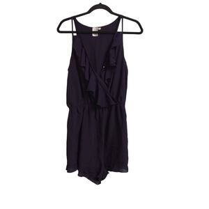 E By Eloise Womens Romper Playsuit Purple Ruffles Sleeveless Anthropologie M
